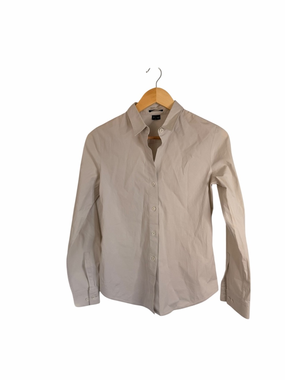 Theory Larissa 2 Button Down Shirt Off White Bone Office Women’s Sz Small - Picture 11 of 11